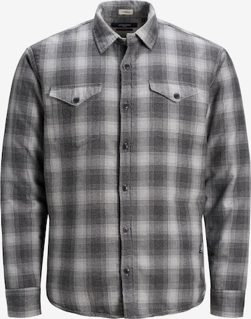 JACK & JONES Button Up Shirt in Grey: front