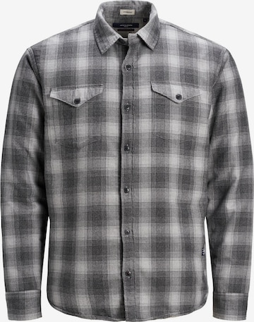 JACK & JONES Comfort fit Button Up Shirt in Grey: front