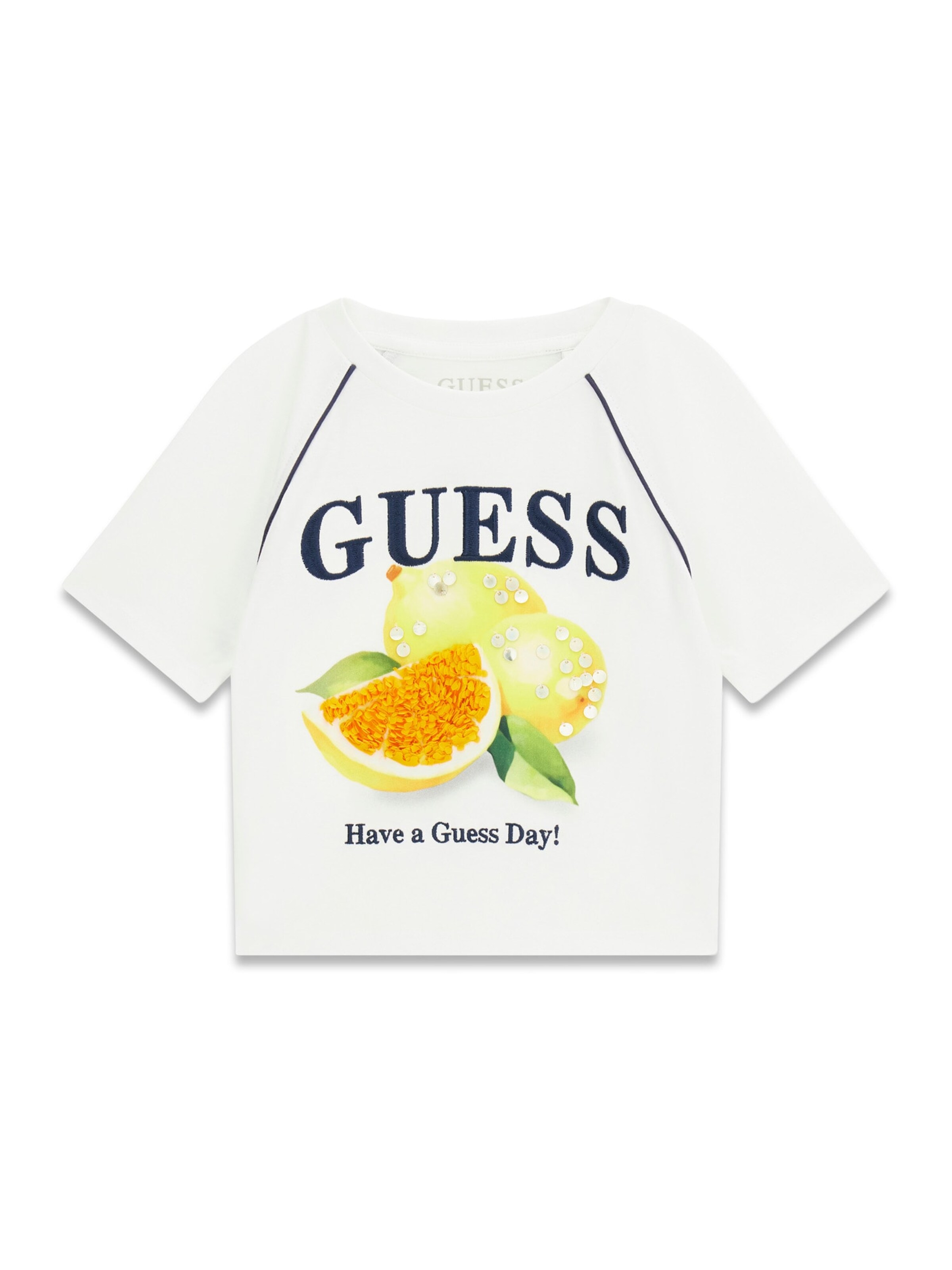 GUESS - Camiseta en blanco: frente