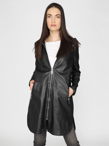 Maze Between-Seasons Coat in Black: front