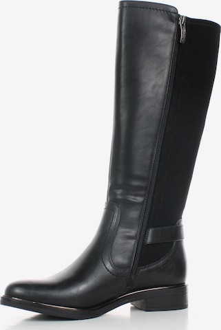 Relife Stiefel in klassischer Knielänge, dehnbarer Schaft in Schwarz: Vorderseite
