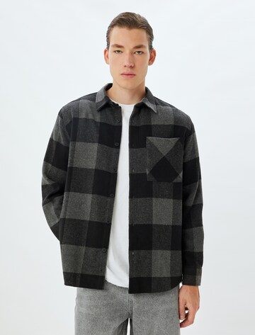 Koton Regular fit Button Up Shirt in Black: front