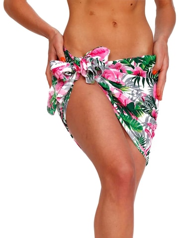 King Kameha Strandlaken 'Flamingo Flowers' in Wit: voorkant