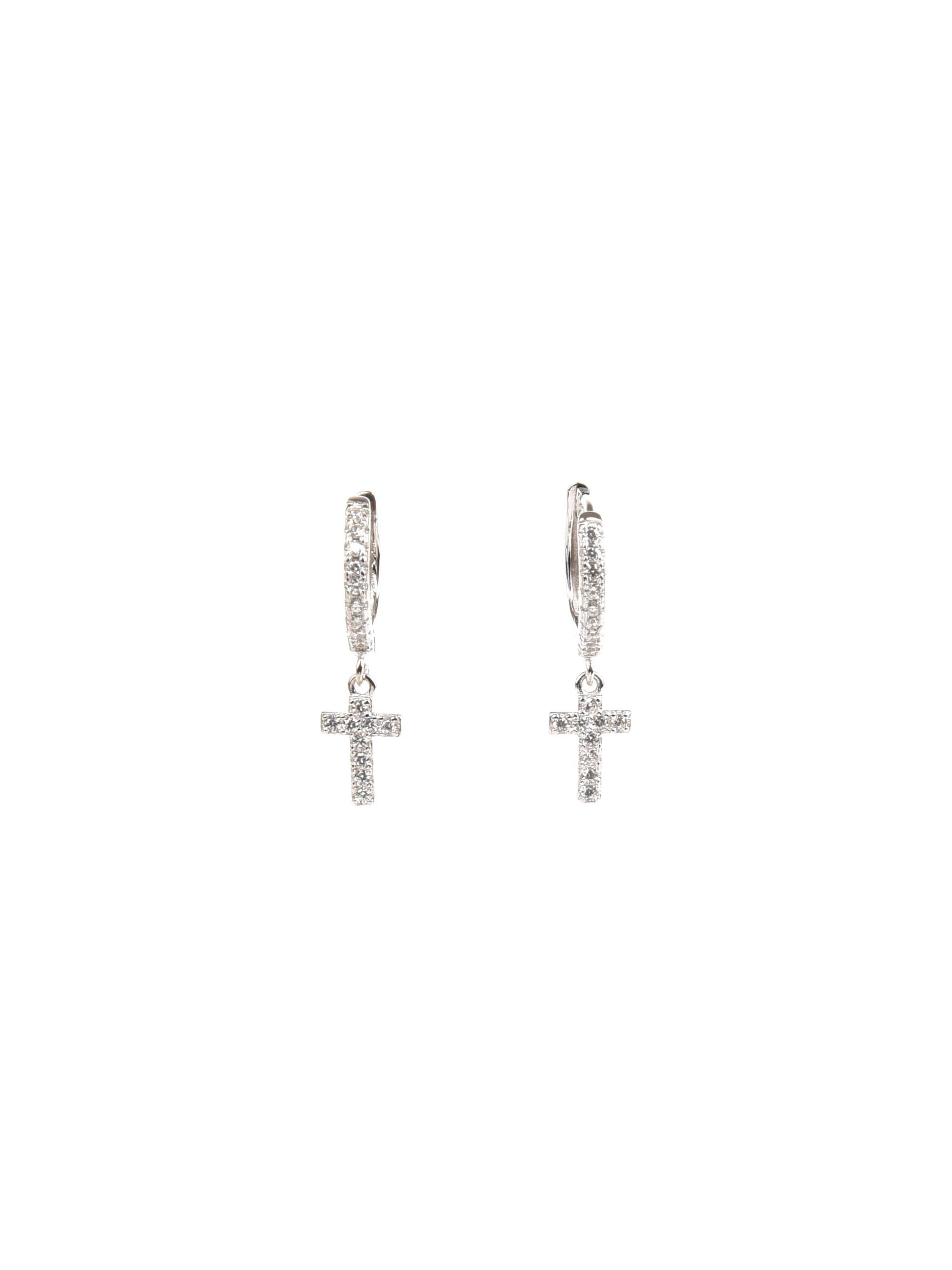 Addicted2 Kolczyki 'Mut orecchini in argento con zirconi in forma di croce' w kolorze szary: przód