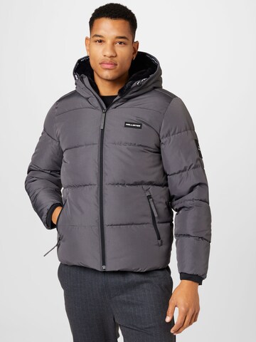 HOLLISTER Winter Jacket in Grey: front