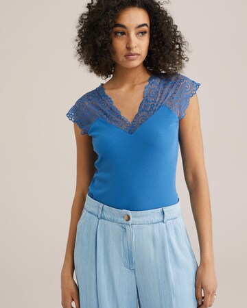 T-shirt WE Fashion en bleu : devant
