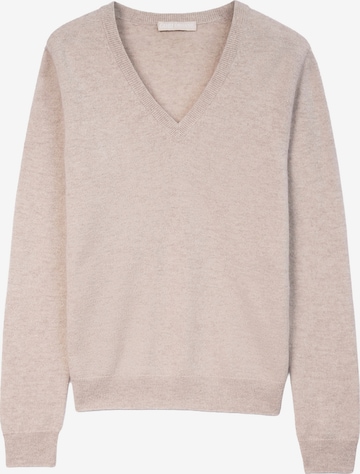 GOBI Cashmere Trui 'Women's Essential Cashmere V-Neck Sweater' in Wit: voorkant