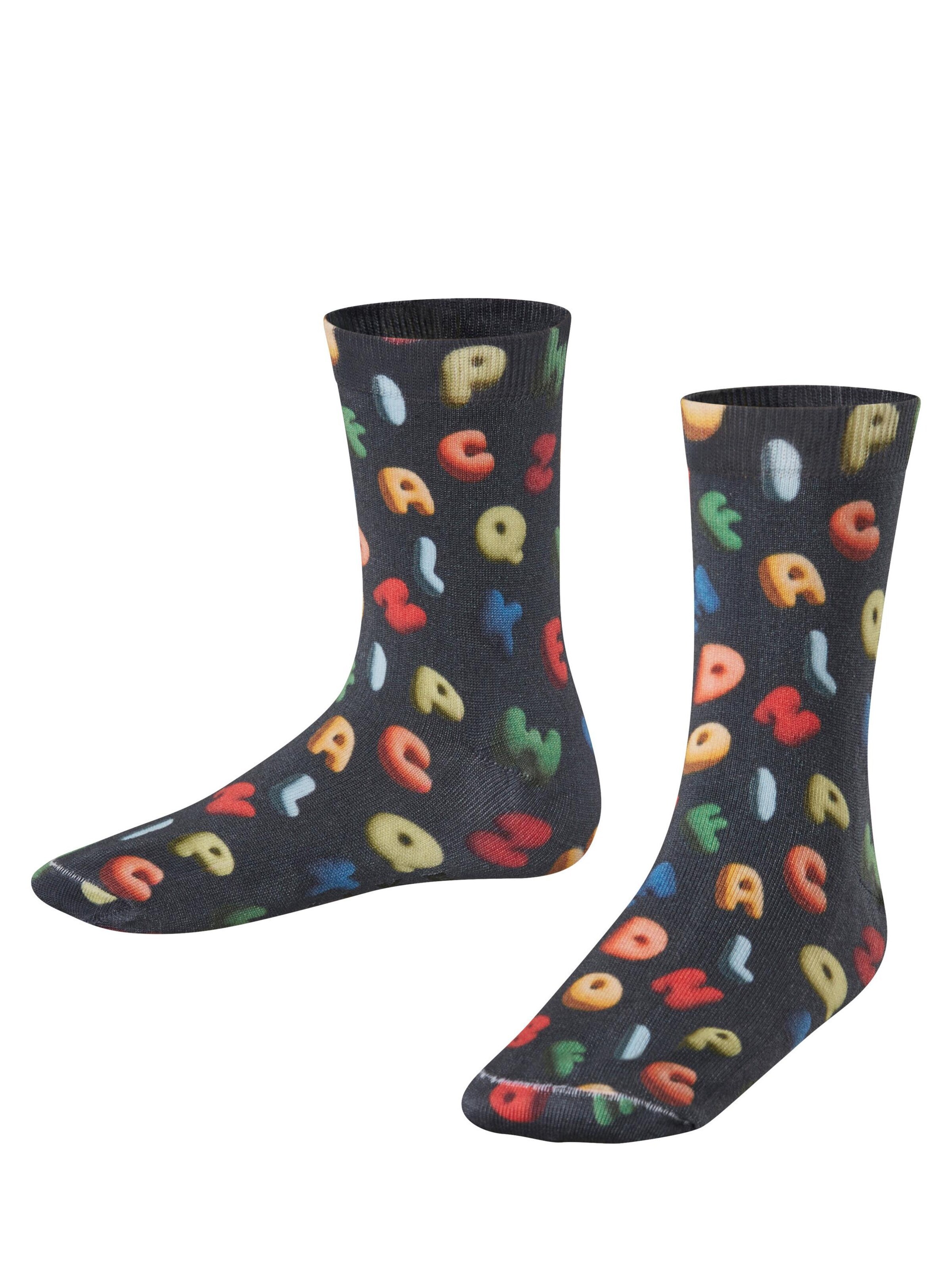 FALKE Socks 'Colourful Alphabet Print' in Blue: front