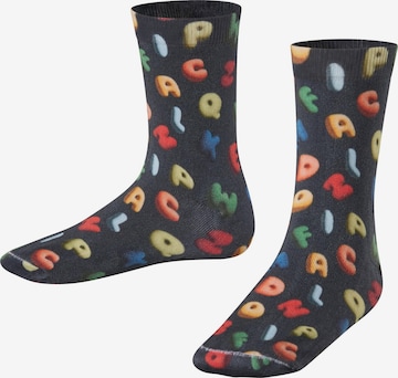 FALKE Socks 'Colourful Alphabet Print' in Blue: front