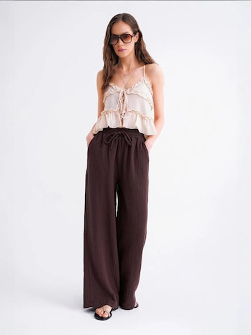 MixRay Wide leg Broek in Bruin
