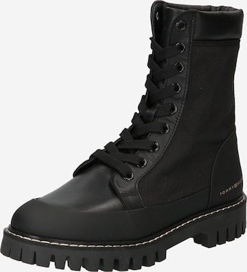 TOMMY HILFIGER Lace-up bootie in Black: front