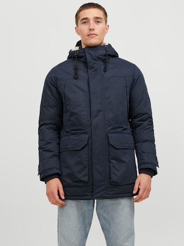 JACK & JONES Winterparka 'Clip' in Blauw: voorkant