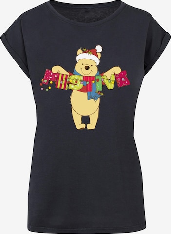 ABSOLUTE CULT Shirt 'Winnie The Pooh - Festive' in Blauw: voorkant