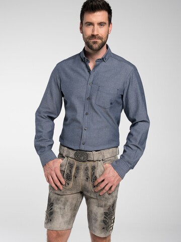 SPIETH & WENSKY Regular fit Klederdracht overhemd 'Trachtenhemd Fischach' in Blauw: voorkant