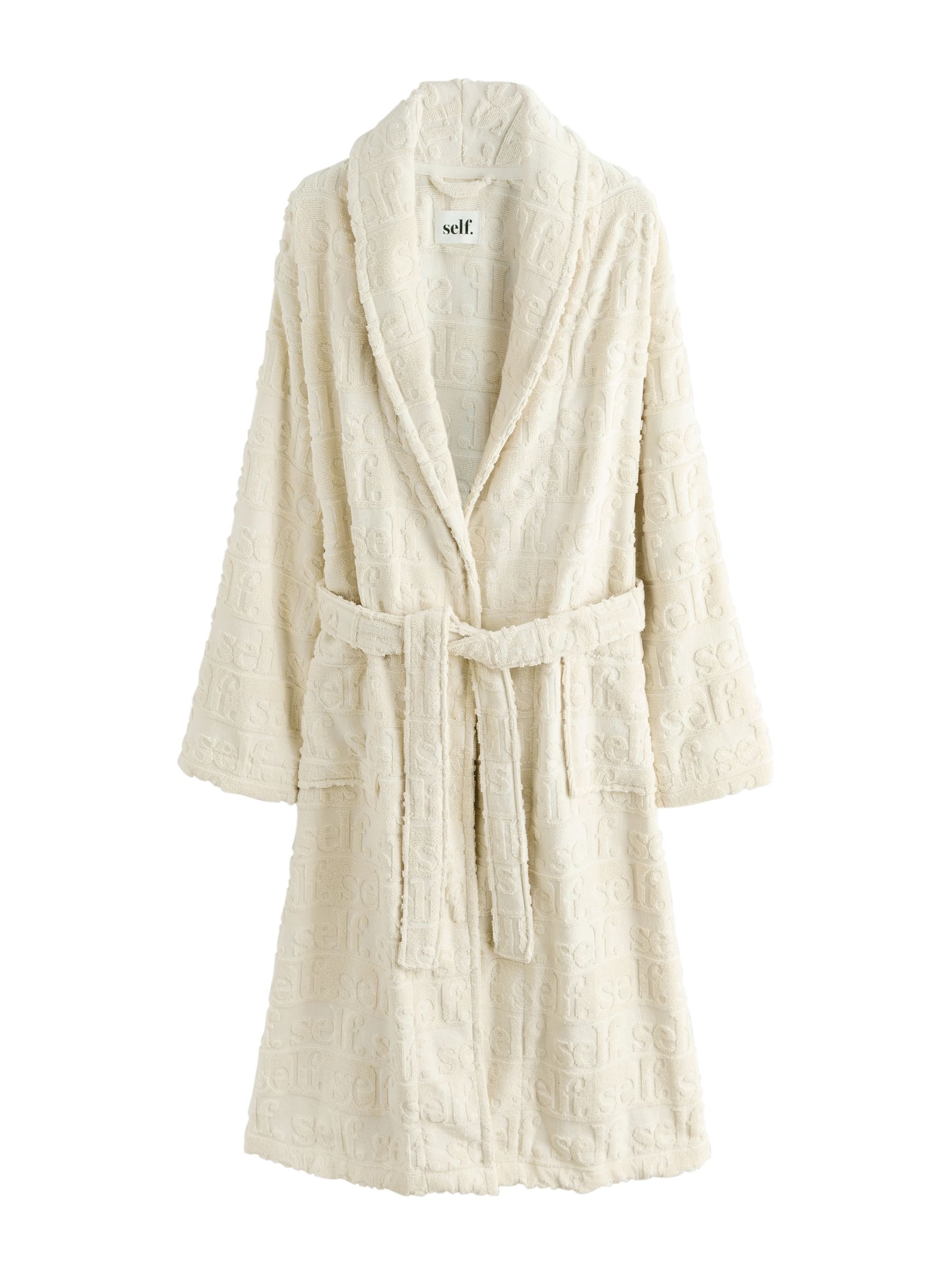 Accappatoio lungo di self. in beige: frontale