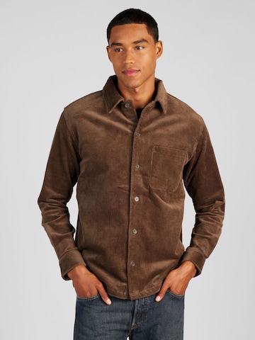 Samsøe Samsøe Regular fit Button Up Shirt 'DAMON' in Brown: front