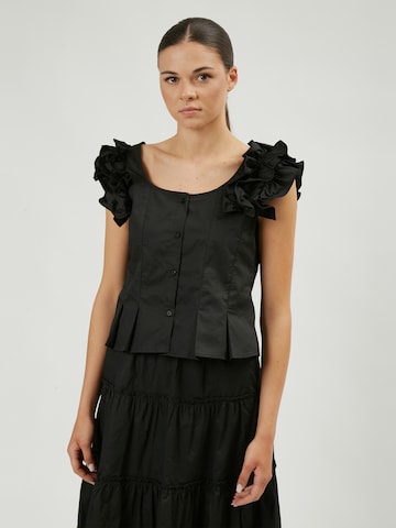 Influencer Blouse 'Popline' in Black: front