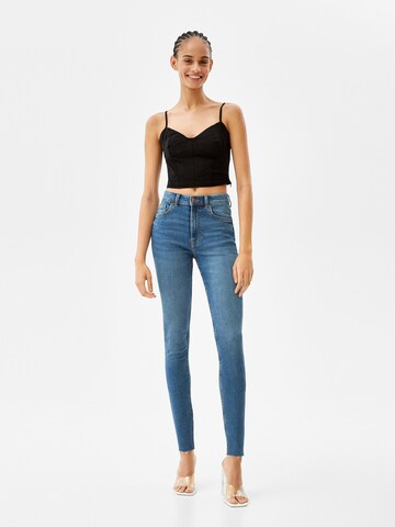 Bershka Skinny Džíny – modrá