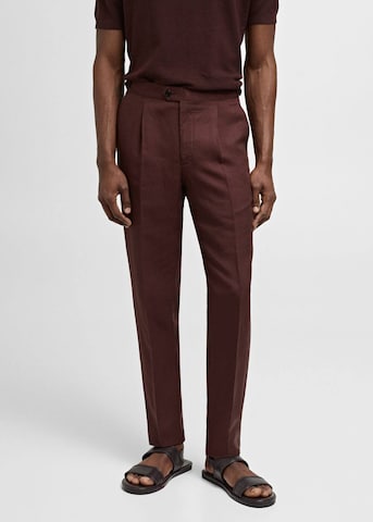 MANGO MAN Slim fit Pleat-Front Pants 'Salerno' in Red: front