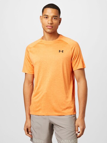 UNDER ARMOUR Regular fit Funkcionalna majica 'Tech 2.0' | oranžna barva: sprednja stran