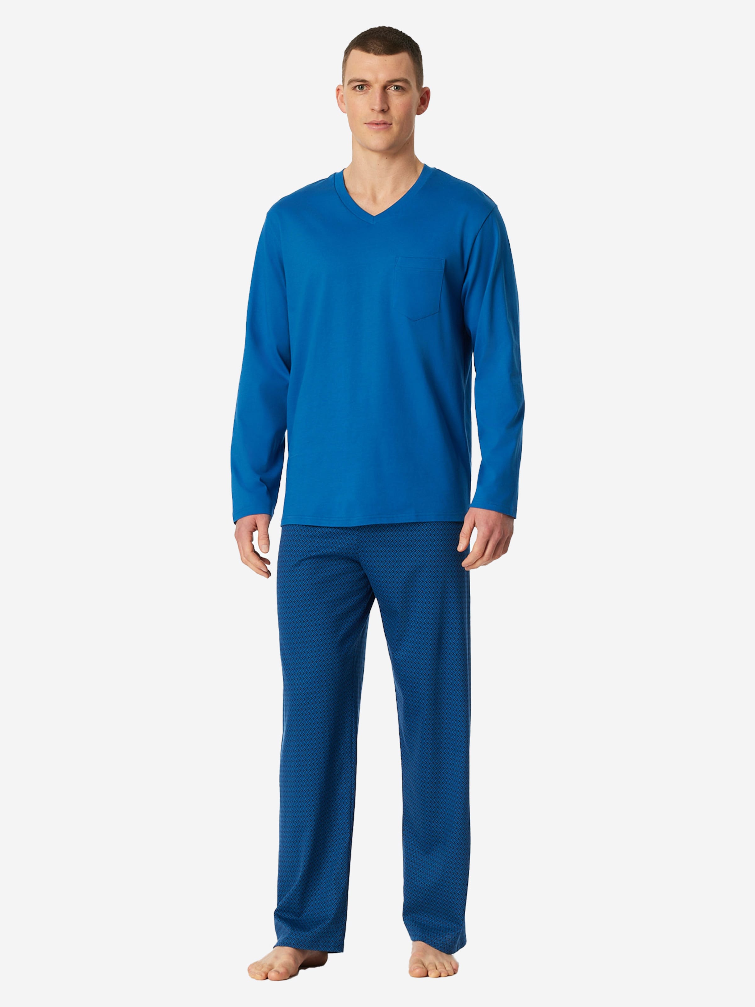 SCHIESSER Pyjama ' Comfort Essentials '‌ in Blau: Vorderseite