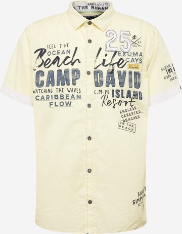 CAMP DAVID Regular fit Button Up Shirt 'Beach Life' in Yellow: front