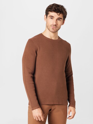 TOM TAILOR DENIM Sweater in Brown: front