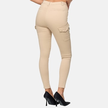 Elara Slimfit Cargobroek in Beige