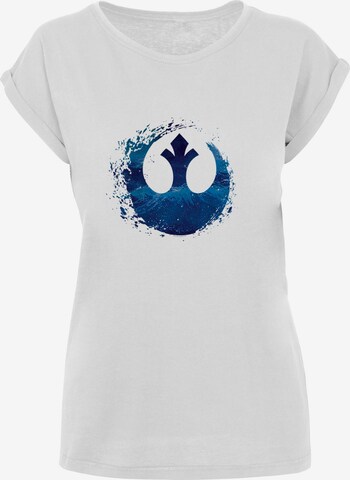 F4NT4STIC Shirt 'Star Wars The Rise Of Skywalker Resistance Symbol Wave' in White: front