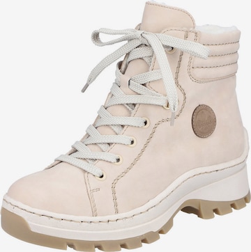 Rieker Lace-Up Ankle Boots in Beige: front