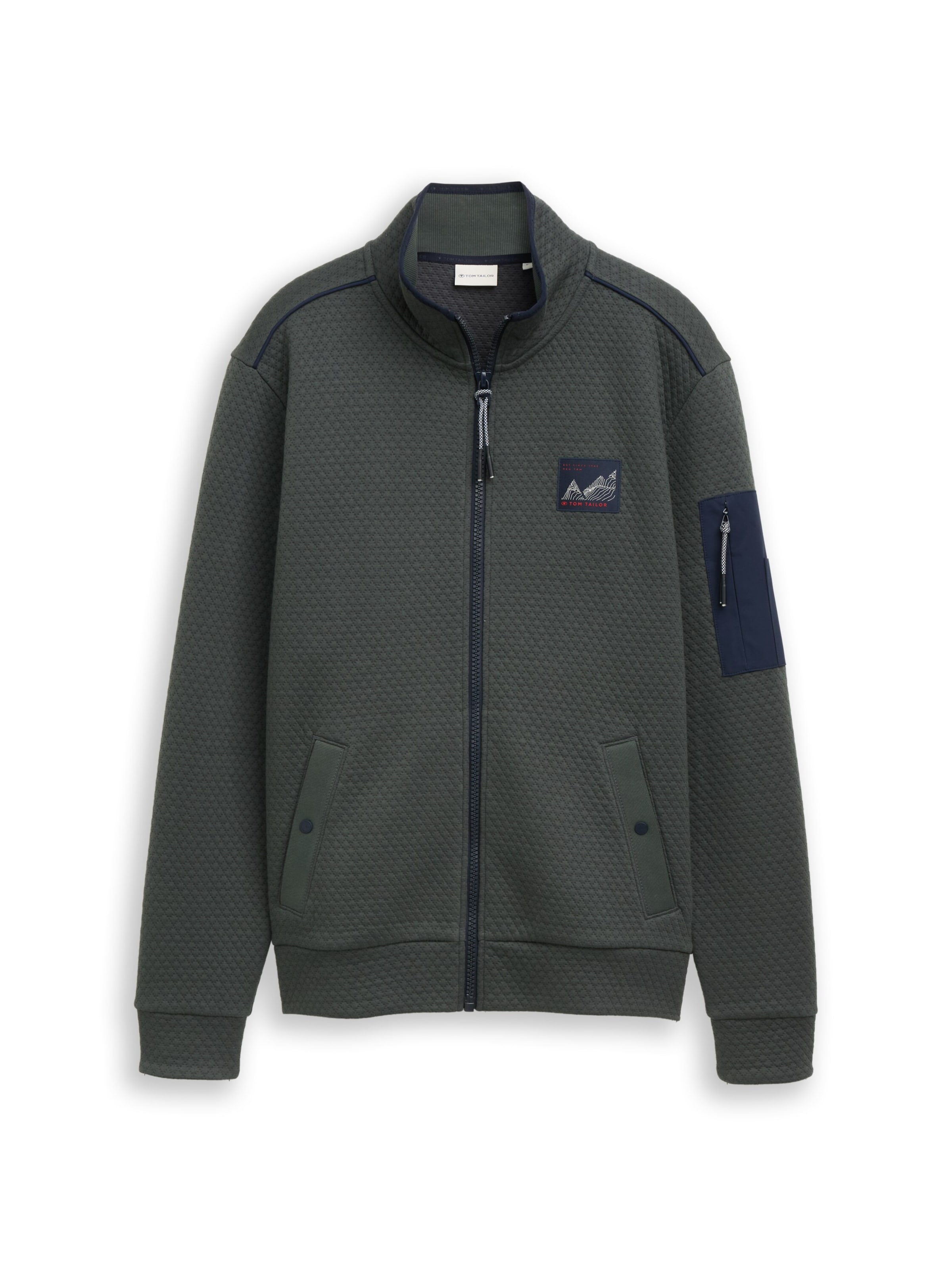 TOM TAILOR - Sudadera con cremallera en verde: frente
