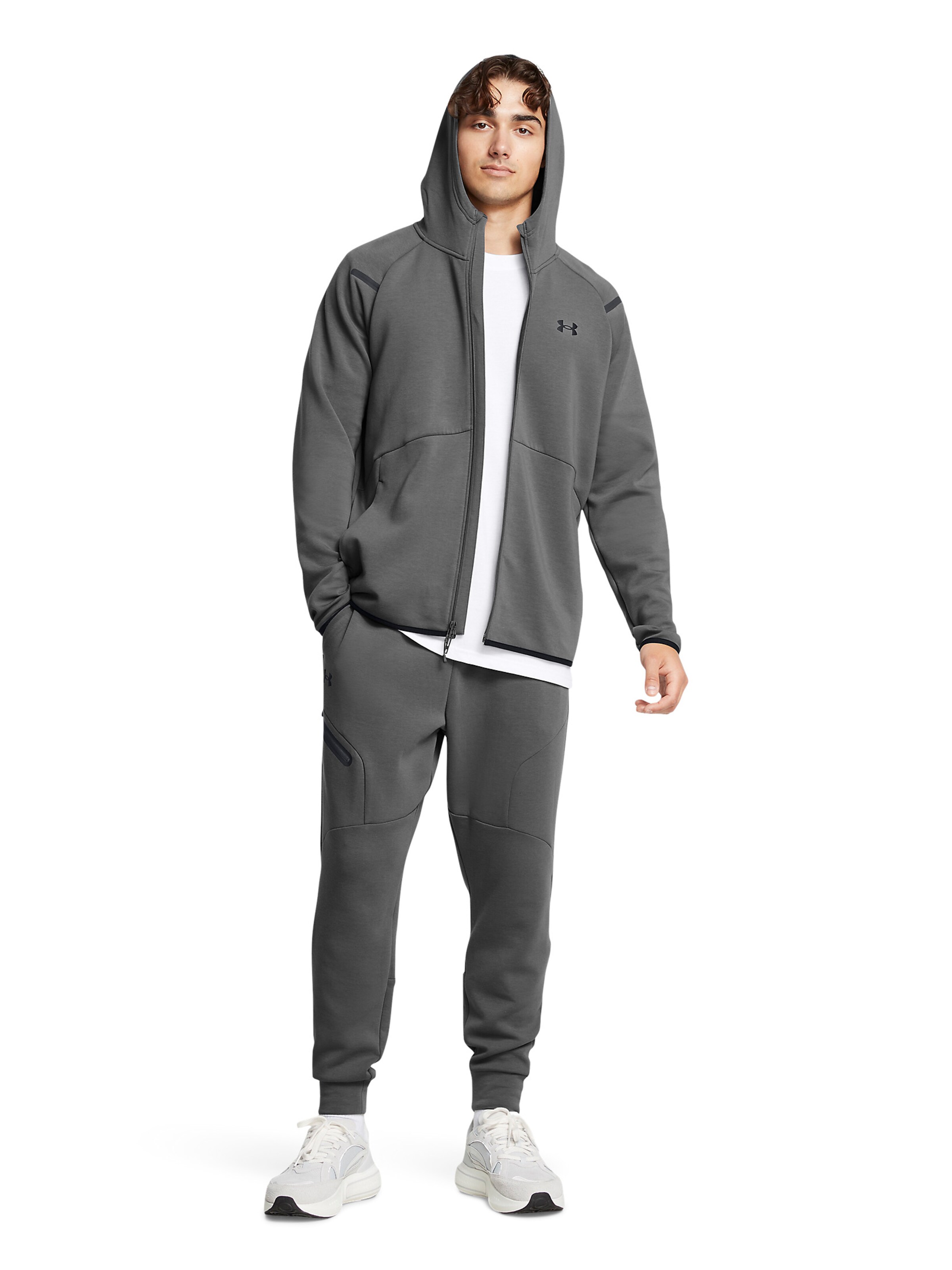 UNDER ARMOUR Sportsweatjacke 'Unstoppable' in Grau