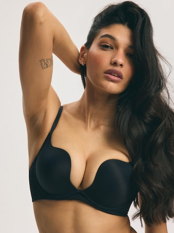 ESOTIQ - Push-up Sujetador 'Push-up-BH Claudia, Plunge-Dekolleté, herausnehmbare Polster' en negro: frente