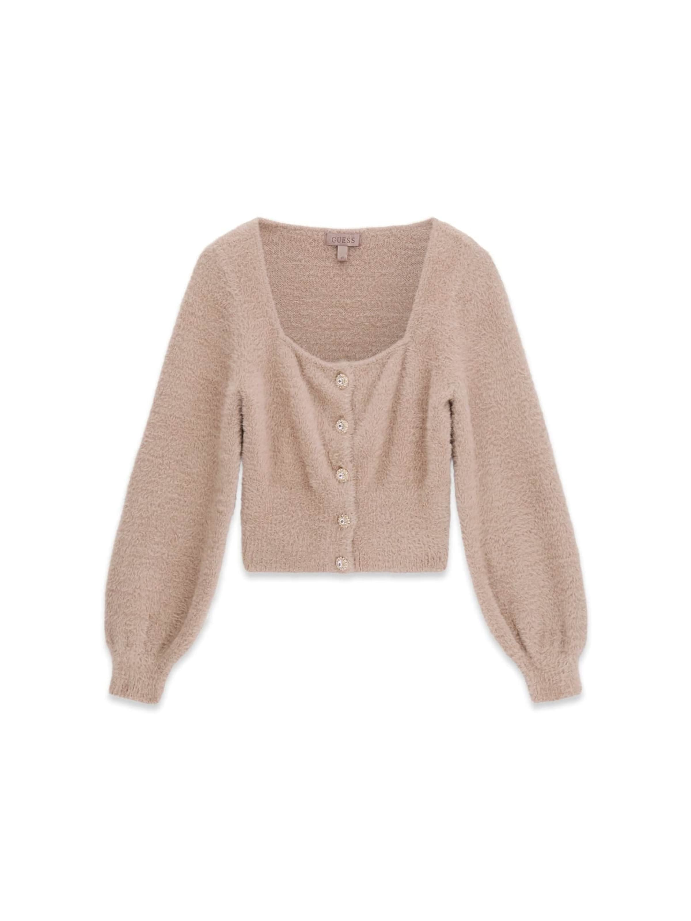GUESS Knit Cardigan in Beige: front