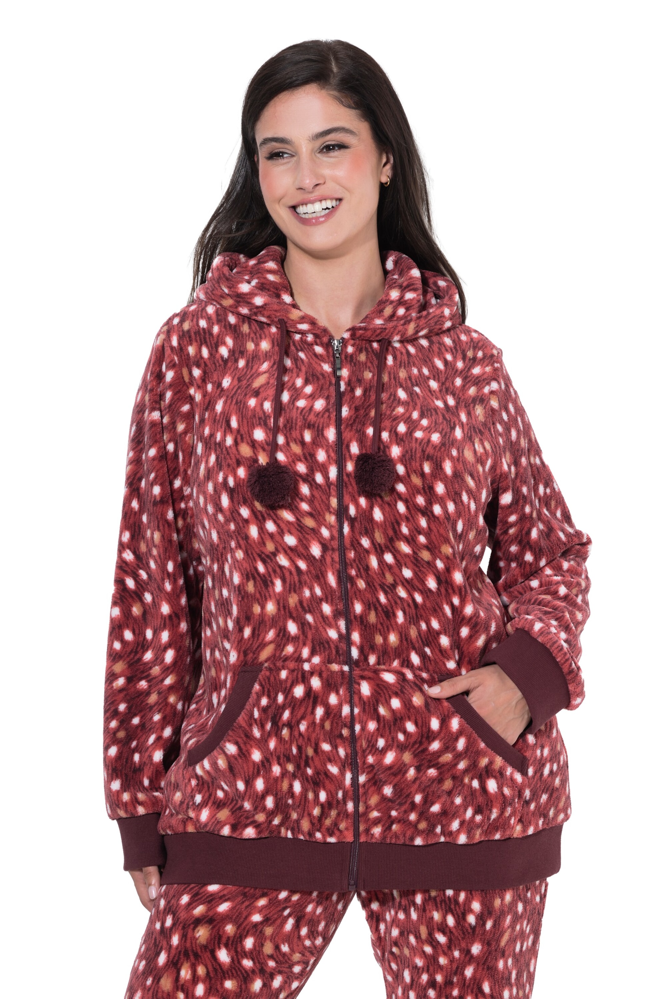 Ulla Popken Fleecejacke in Rot: Vorderseite