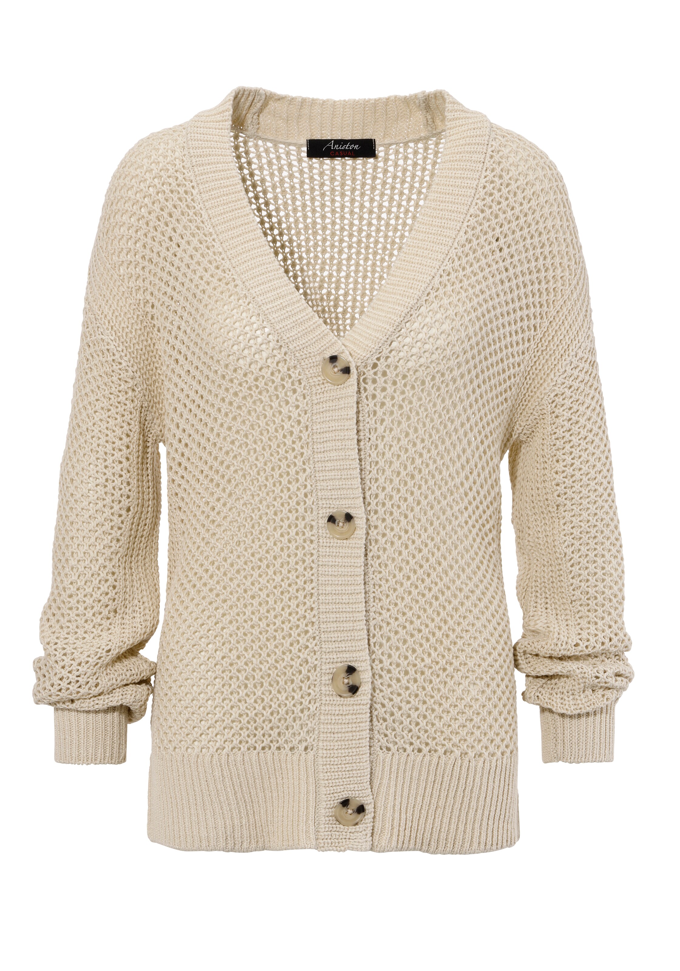 Aniston CASUAL Strickjacke in Beige: Vorderseite