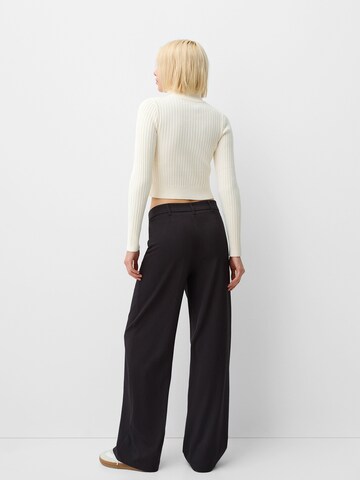 Wide Leg Pantalon à plis Bershka en gris