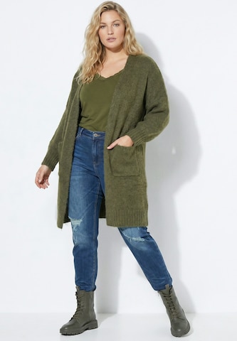 Ulla Popken Lang cardigan i grøn