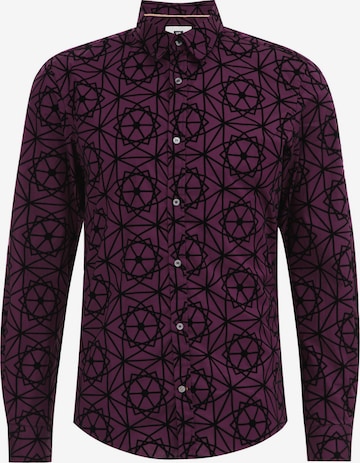 WE Fashion Slim fit Button Up Shirt in Purple: front