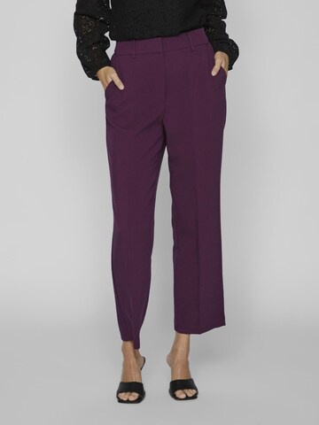 VILA Regular Trousers with creases 'Selma Ella' in Purple: front