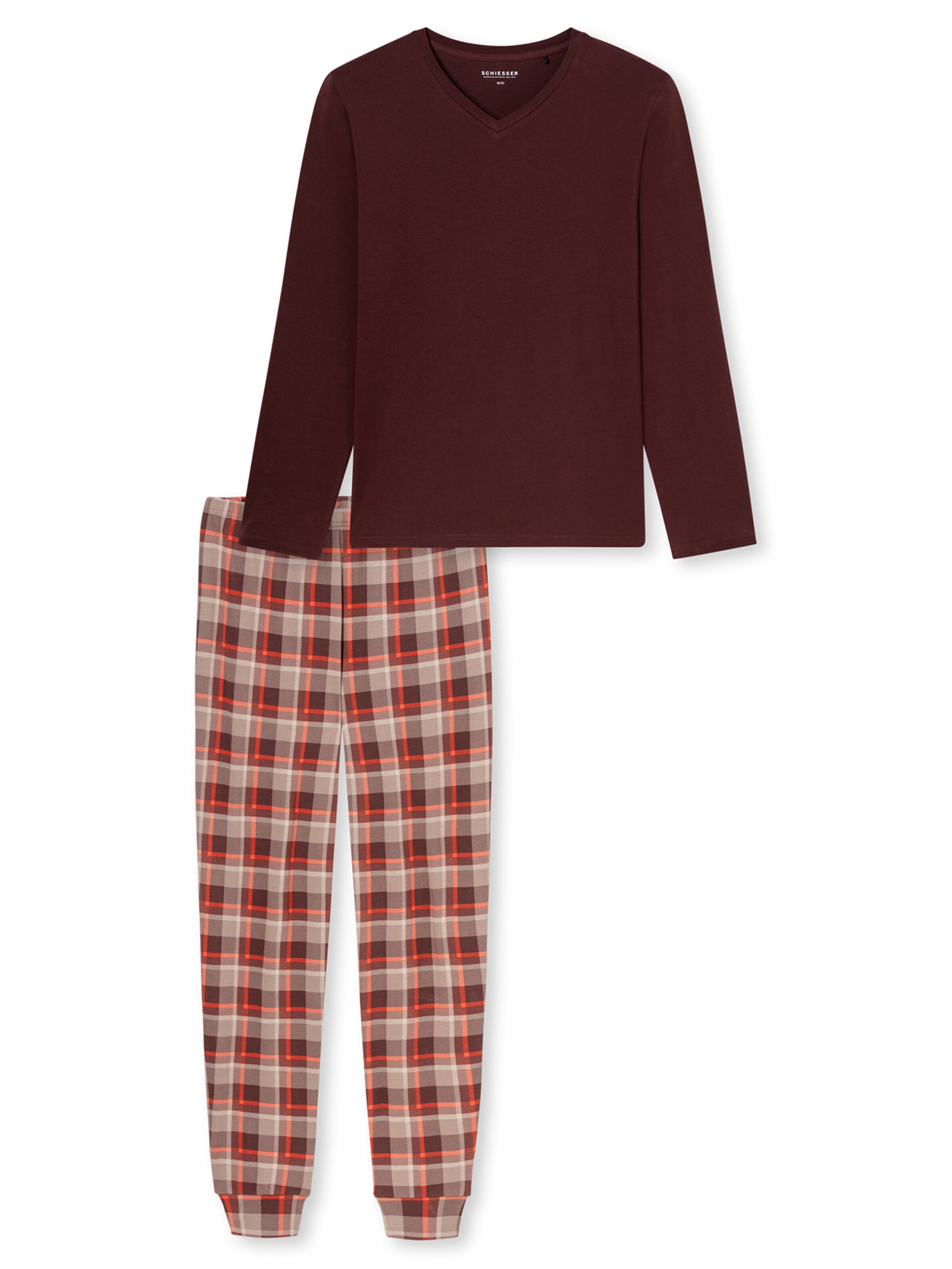 SCHIESSER Long Pajamas ' Casual Essentials ' in Beige: front