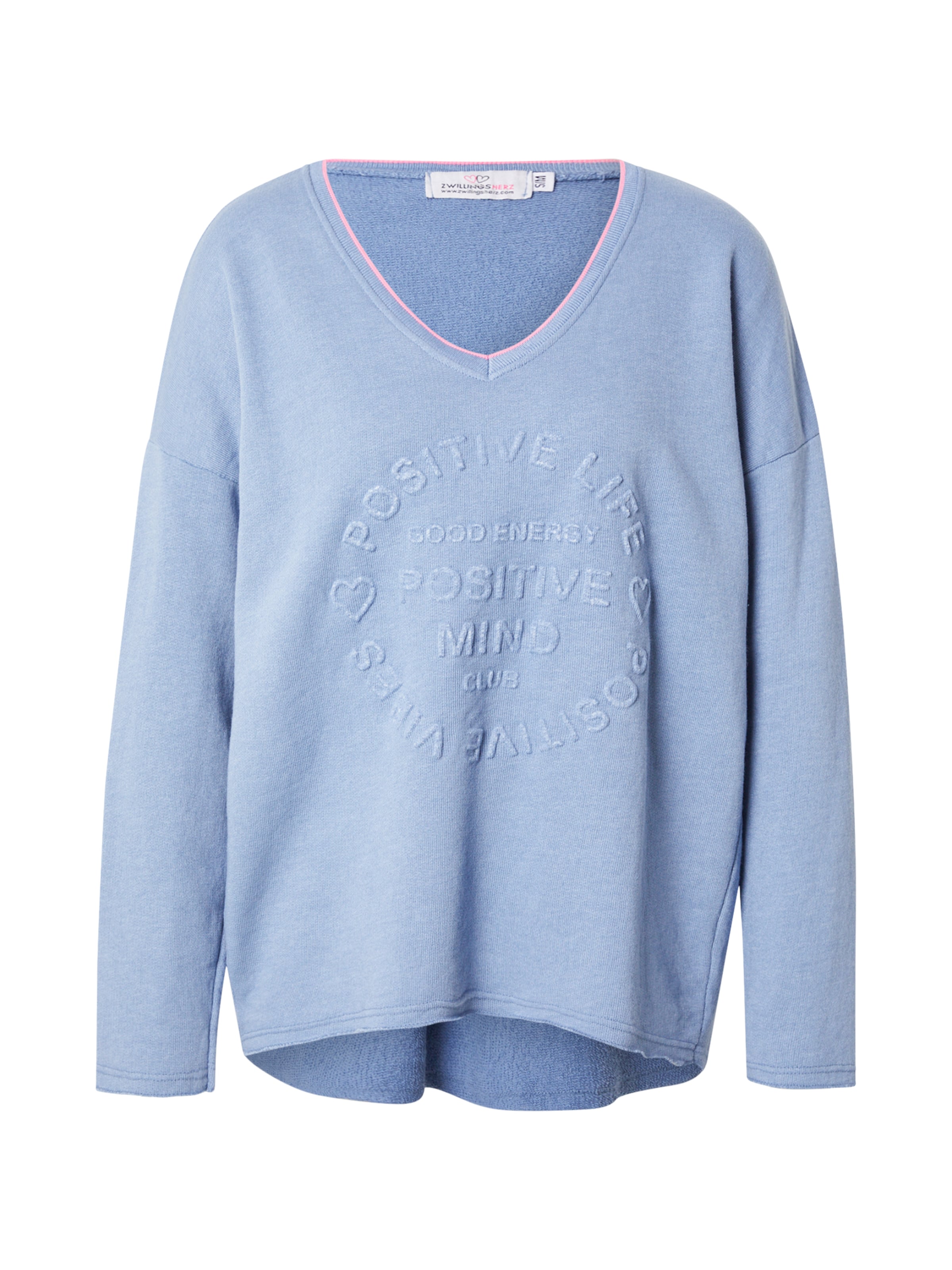 Zwillingsherz Sweatshirt 'Positive Mind' in Blue: front