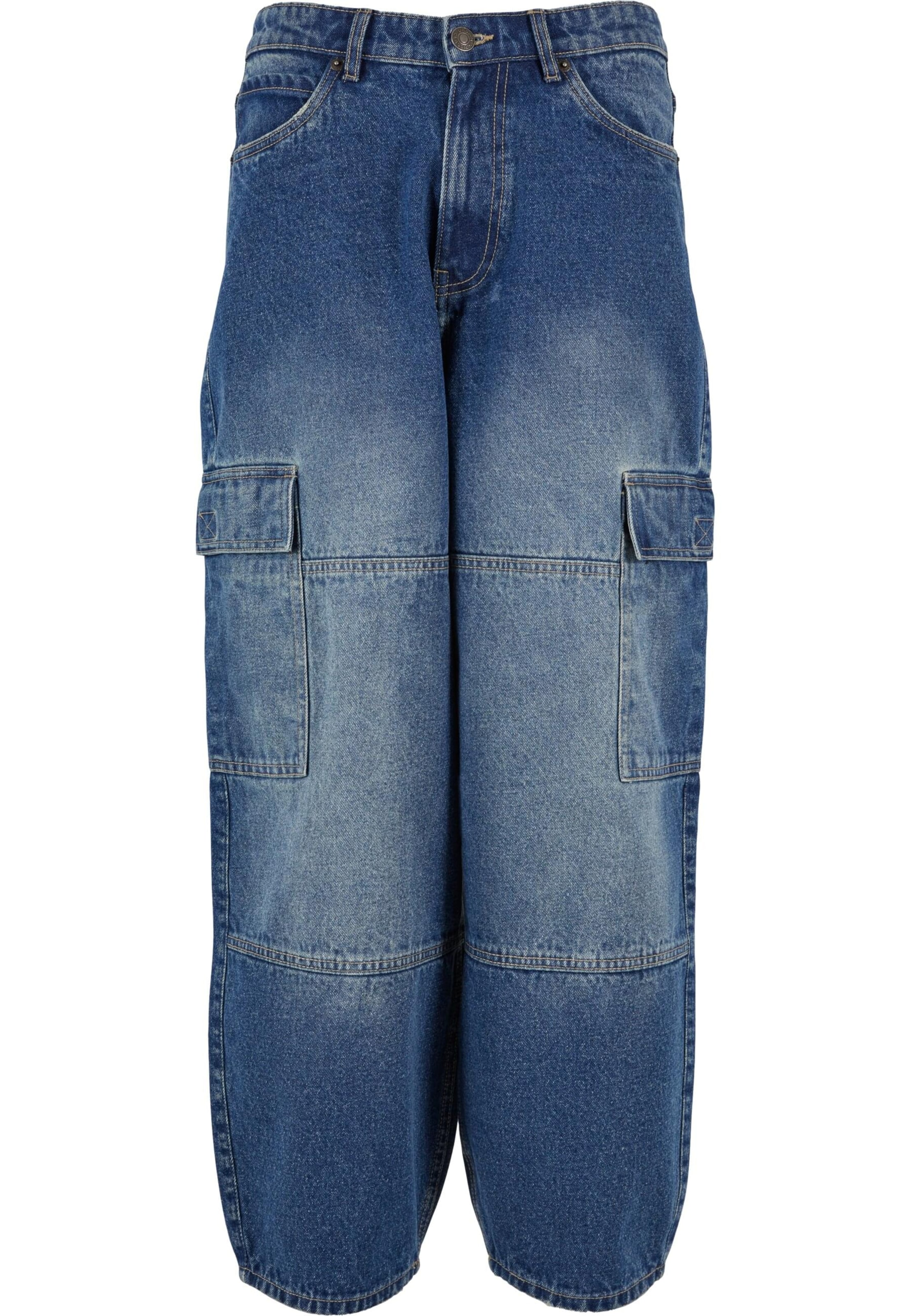 Urban Classics Loose fit Cargo jeans in Blue: front