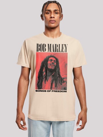 F4NT4STIC Shirt 'Bob Marley Songs Of Freedom Reggae Music' in Beige: voorkant