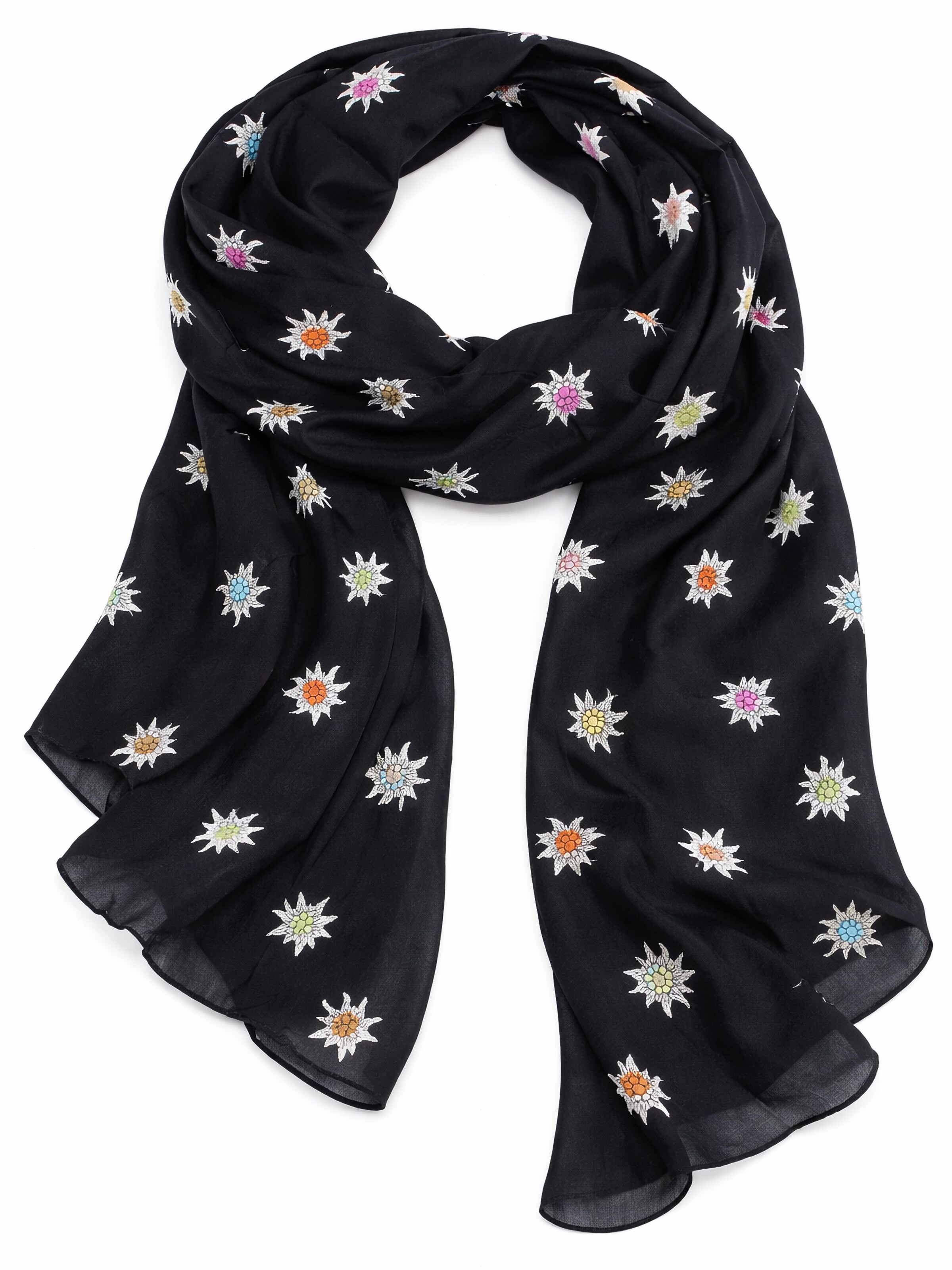 Allgäu Rebell Scarf 'Edelweiss' in Black
