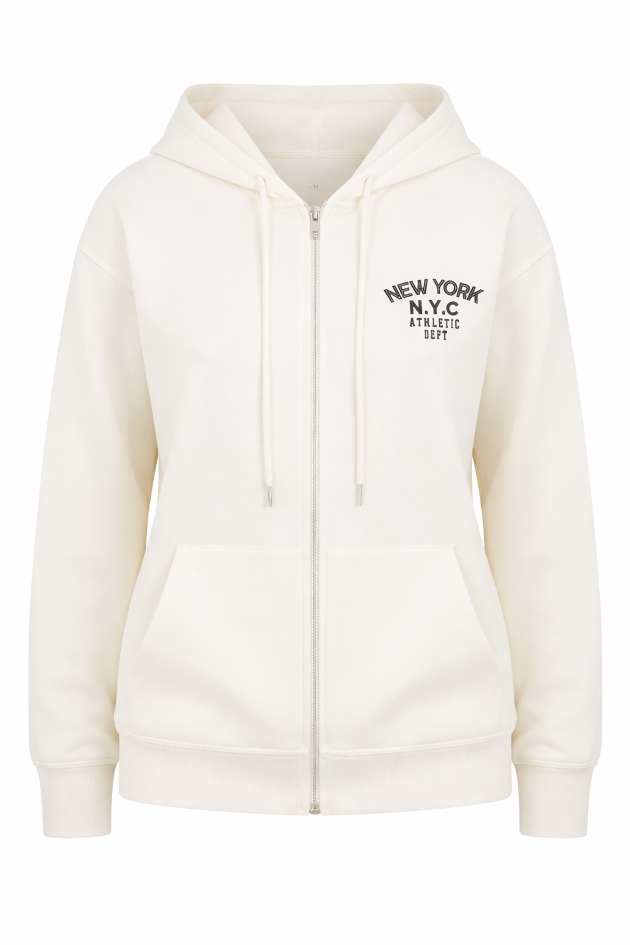 BRAVE SOUL Zip-Up Hoodie in White: front
