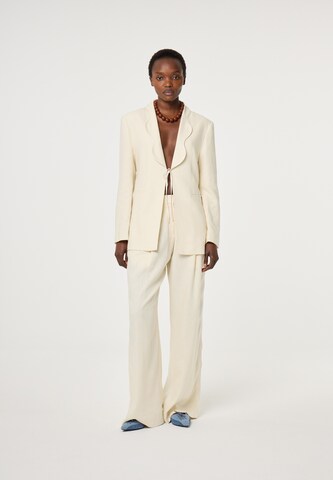 Fabienne Chapot Wide leg Bandplooibroek in Beige: voorkant