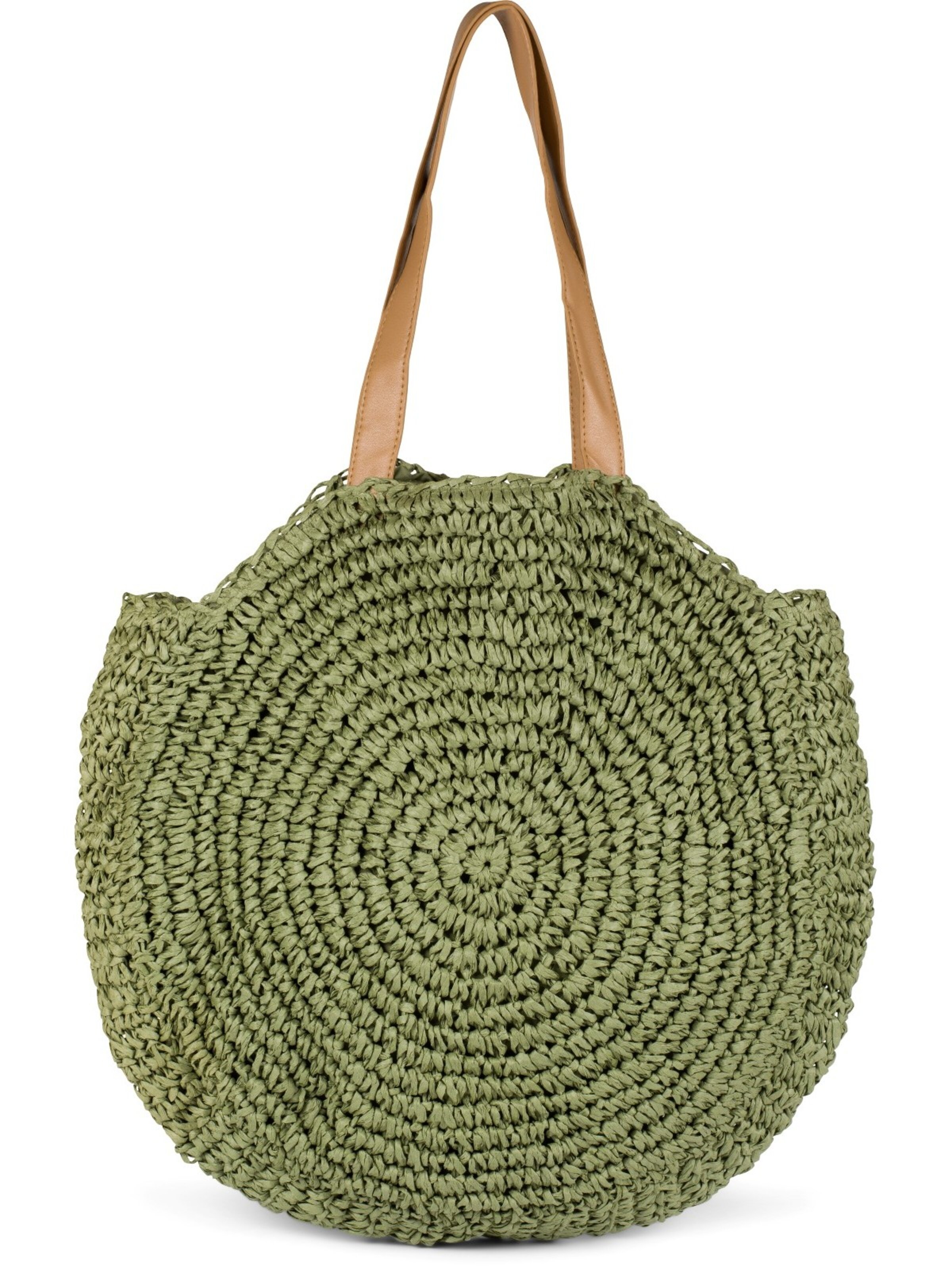 styleBREAKER Schultertasche 'Runde Flecht Schultertasche - Basttasche'‌‌‌ in oliv, Produktansicht