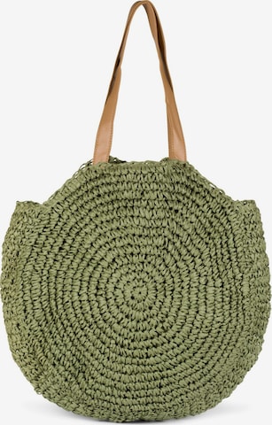 styleBREAKER Shoulder bag 'Runde Flecht Schultertasche - Basttasche' in Green: front