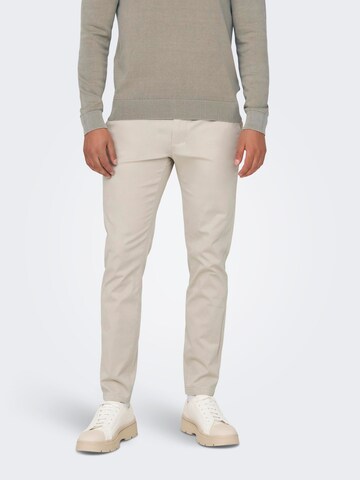 Only & Sons Slimfit Lærredsbukser 'MARK LUCA LIFE' i beige: forside